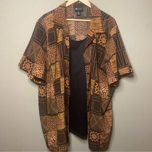 Maggie Barnes Blouse Women 26W Brown With Attached Tank Button Front Casual